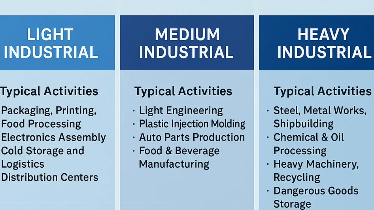 Light vs Medium vs Heavy Industrial Parks – Key Differences for Investors & Buyers